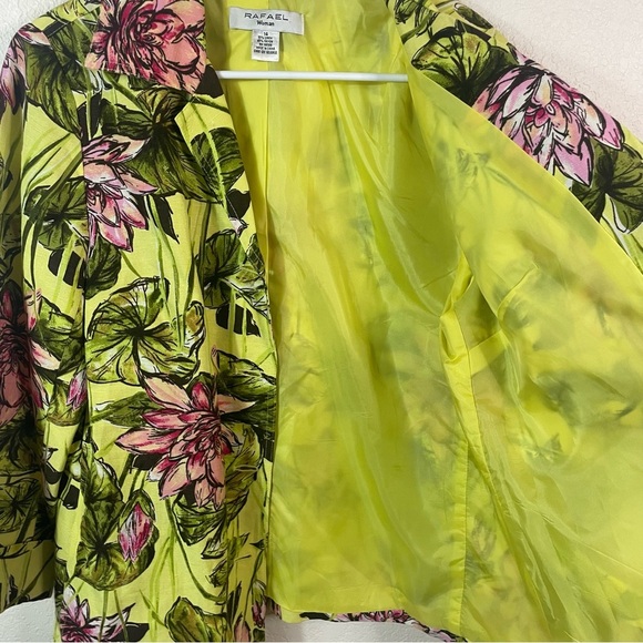 Rafael Woman Tropical Print Linen Blend Lightweight Lined Blazer size 14 - Picture 7 of 7